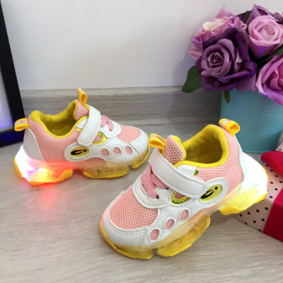 Adidasi usori albi roz galbeni cu lumini LED beculete pt fete 21 22 23 cod 0624 foto