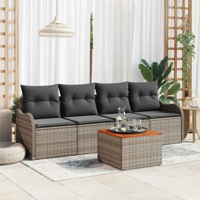vidaXL Set de canapele pentru grădină 5 pcs Gri foto