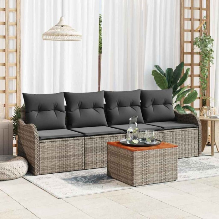 vidaXL Set de canapele pentru grădină 5 pcs Gri