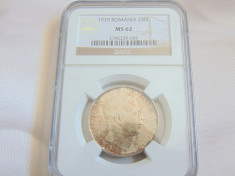 Moneda argint 250 lei 1939 MS62 foto