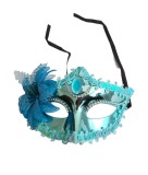 Masca de carnaval / Halloween tip woman cu floare, Turcoaz, Marime universala