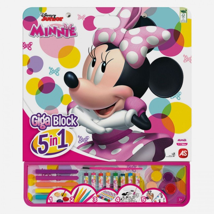 Set de Colorat, AS, Giga Block Minnie, 5 &icirc;n 1, Multicolor, Dimensiuni 35x1x42cm