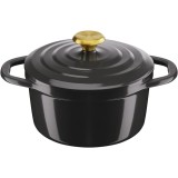 Oala cu capac Tefal Air, inductie, aluminiu turnat, invelis ceramic, compatibila cu cuptorul pana la 250&deg;C, 20 cm, 3.1 L, negru