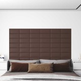 vidaXL Panouri de perete 12 buc. maro 30x15 cm piele ecologică 0,54 m&sup2;