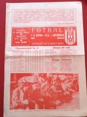 Program meci fotbal FC &quot;SOIMII&quot; IPA SIBIU - AUTOBUZUL BUCURESTI (03.06.1984)