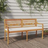 Banca gradina Gossi Batavia 150cm, lemn masiv tec, perna rosie. Exterior, terasa, relaxare