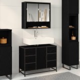 Cumpara ieftin Set de mobilier pentru baie 2 buc. Stejar Negru 80 x 33 x 60 cm