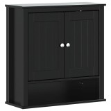 Cumpara ieftin Dulap de baie de perete "BERG" negru 69,5x27x71,5 cm lemn masiv