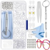 Cumpara ieftin Kit reparare ochelari 126 piese, tampoane nazale, suruburi universale, surubelnita 3 in 1, penseta, laveta pentru lentile, cutie organizatoare
