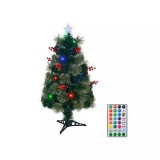 Cumpara ieftin Brad Artificial Fibra Optica de Craciun, 12 LED-uri RGB, cu Telecomanda, 90 cm - INV1082706