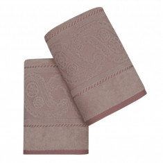 Set 2 prosoape de maini, Hobby, Hurrem, 50x90 cm, 100% bumbac, rose