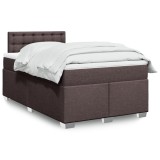 vidaXL Pat box spring cu saltea, maro &icirc;nchis, 120x190 cm, textil