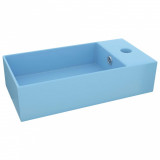 Chiuvetă de baie cu preaplin, albastru deschis, ceramică