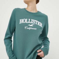 Hollister Co. bluza femei, culoarea verde, cu imprimeu