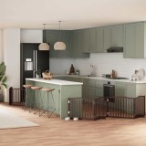 vidaXL Poartă c&acirc;ini pliabilă cu ușă 6 panouri maro, 480 cm, lemn plop 3155633