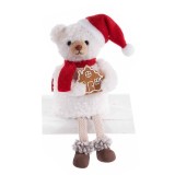 Figurina Ursulet Craciun textil multicolor BY cm 9x6,5x17 H