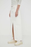Levi&#039;s fusta jeans culoarea alb, maxi, drept