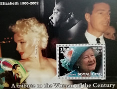 BC830, SOMALILAND 2002, COLITA MARILYN MONROE, REGINA ELISABETA MAMA foto