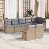 VidaXL Set de canapele pentru grădină cu pernă 8 pcs Bej Rattan poli