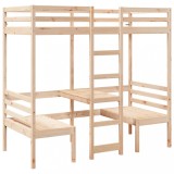 Cumpara ieftin Cadru pat etajat, birou/scaune, 90x190 cm, lemn masiv pin