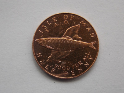 HALF PENNY 1977 INSULA MAN-FAO foto