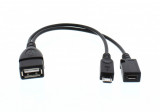 Cablu adaptor OTG USB mama - micro USB tata/mama Well