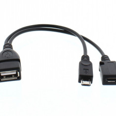 Cablu adaptor OTG USB mama - micro USB tata/mama Well