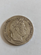 MONEDA ARGINT FRANTA 5 FRANCS 5 FRANCI 1839 foto