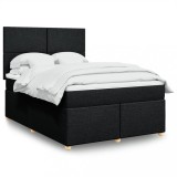 VidaXL Pat box spring cu saltea, negru, 140x190 cm, textil 3291270