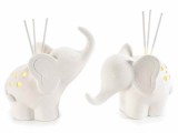 Cumpara ieftin Set 2 difuzoare parfum camera cu betisoare portelan alb cu led Elefant cm14x8,5x15H