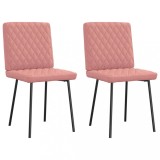 vidaXL Scaune de sufragerie 2 buc piele artificială roz