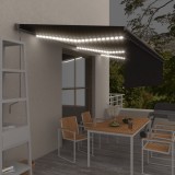 VidaXL Copertină automată cu stor senzor v&acirc;nt LED, antracit, 6x3 m