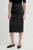 Levi&#039;s fusta jeans HR BACK SLIT SKIRT culoarea gri, midi, creion, 001VH