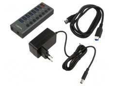Hub USB 3.2 cu LED ?i Intrerupator 5Gbps foto