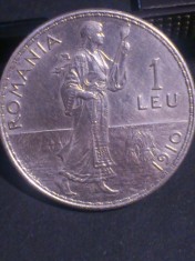 1 LEU 1910 ARGINT [5.00/5.00 GRAME] UNC + BU , Romania (poze). Discount de 10 % pentru minimum 10 produse diferite comandate. Vezi descrierea.