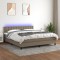 vidaXL Pat cu arcuri, saltea și LED, gri taupe, 180x200 cm, textil 3133497