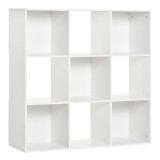 Biblioteca Albă pentru Casa si Birou, Raft cu Design Modern cu 9 Compartimente din Lemn, 91,5 x 29,5 x 91,5 cm HOMCOM | Aosom Romania