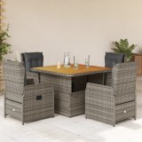 Set mobilier de gradina cu perne, 5 piese, gri, poliratan