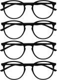 Set 4 perechi ochelari de vedere Opulize, plastic/sticla, negru, +1.00