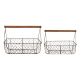 Cumpara ieftin Set 2 cosuri fier maro 36x17x12/27 cm, 32x15x10/22 cm