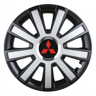 Set 4 capace roti Silver/black cu inel cromat R14 pentru gama auto Mitsubishi foto