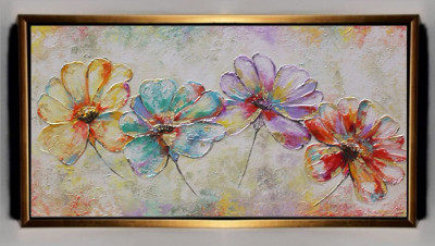 Tablouri pictate manual Tablou cu flori Tablou abstract 100x50 cm pictura ulei foto