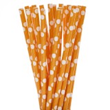 Cumpara ieftin Set 25 Paie Biodegradabile din Hartie, Portocalii cu Buline Albe