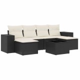 Cumpara ieftin Set canapele de gradina cu perne, 7 piese, negru, poliratan