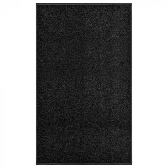 vidaXL Covoraș de ușă lavabil, negru, 90 x 150 cm