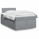 vidaXL Pat box spring cu saltea, gri deschis, 120x190 cm, textil 3286612