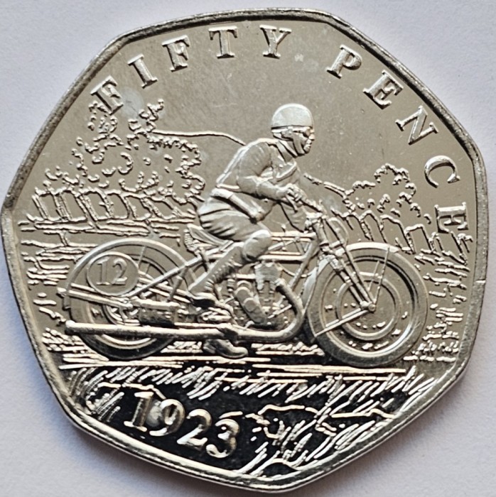 50 pence 2024 Isle of Man, The First Manx Grand Prix 1923, unc