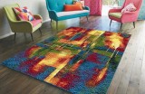 Cumpara ieftin Covor Model Abstract 11023-120, Marime 80 x 150 cm, Albastru, Rosu, Inaltime Fir 9 mm, Antialergic, Polipropilena, Living, Dormitor, Sufragerie, Birou