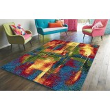 Covor Model Abstract 11023-120, Marime 80 x 150 cm, Albastru, Rosu, Inaltime Fir 9 mm, Antialergic, Polipropilena, Living, Dormitor, Sufragerie, Birou