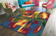 Covor Model Abstract 11023-120, Marime 80 x 150 cm, Albastru, Rosu, Inaltime Fir 9 mm, Antialergic, Polipropilena, Living, Dormitor, Sufragerie, Birou